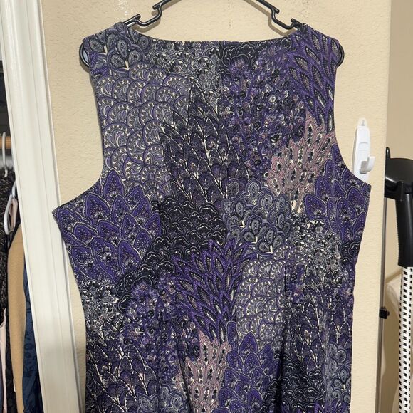 ILE New York Shift Dress Purple Paisley Floral Size 16 knee length career office - Picture 5 of 10
